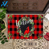 Cardinal Bird Buffalo Red Plaid Welcome Christmas Doormat Gift For Friend Family Birthday Gift Home Decor Warm House Gift Welcome Mat