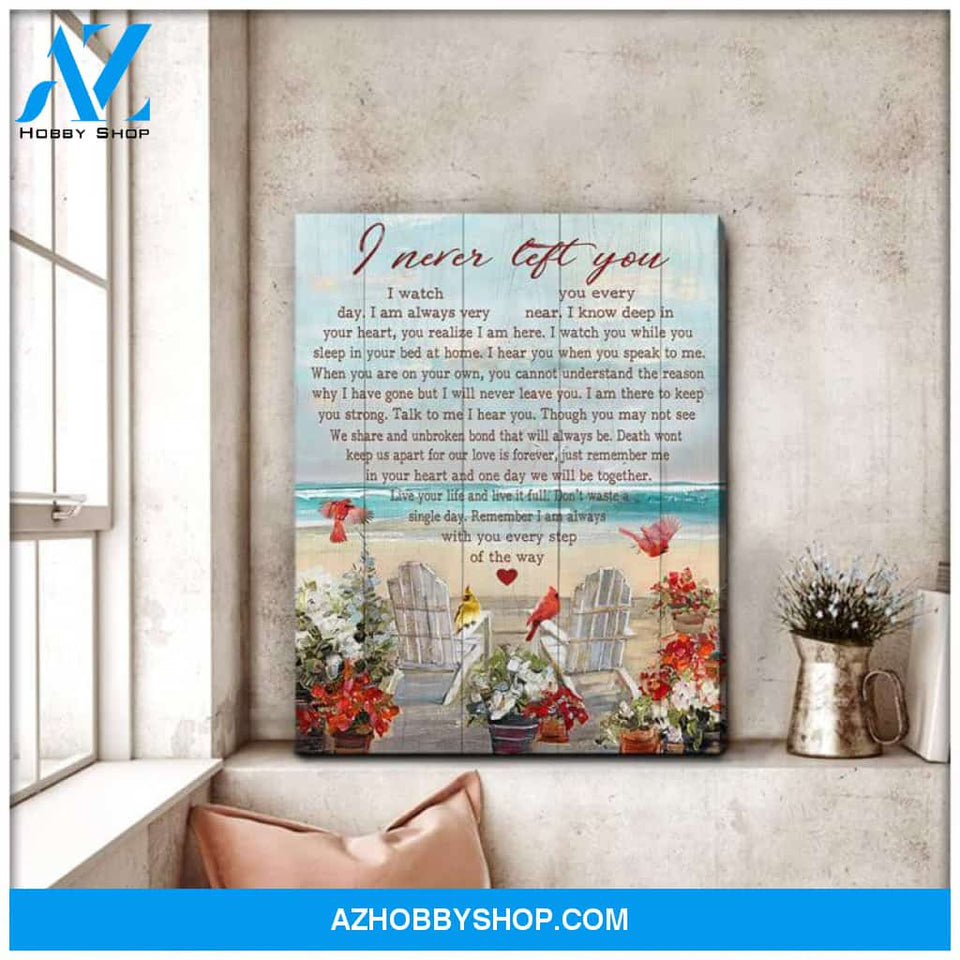 Cardinal Bird Canvas Wall Art - I Never Left You Heart Shape Cardinal Canvas Wall Art Home House Decor