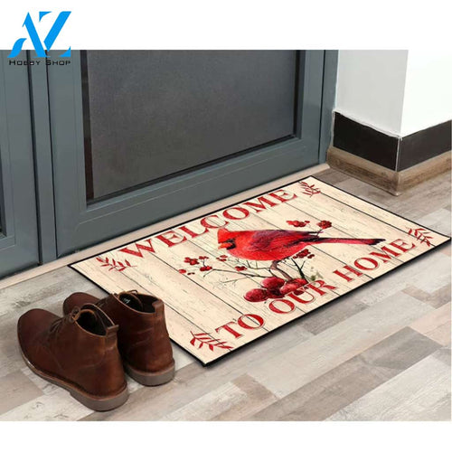 Cardinal Bird - Welcome To Our Home Doormat Welcome Mat House Warming Gift Home Decor Gift for Cardinal Lovers Funny Doormat Gift Idea