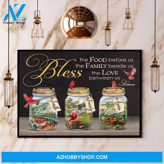 Cardinal Bless The Food Before Us The Family Beside Us The Love Between Us Canvas And Poster, Wall Decor Visual Art