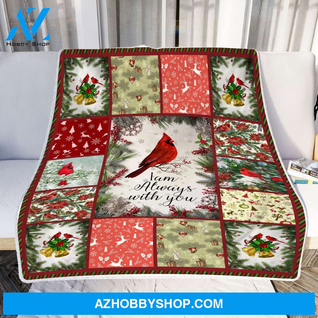 Cardinal Christmas I Am Always With You Fleece Blanket