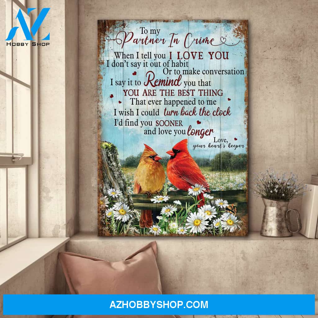 Cardinal couple - I wish I could find you sooner - Couple Portrait Canvas Prints - Wall Art
