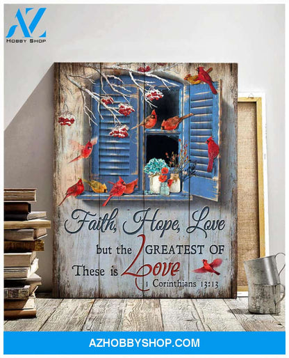 Cardinal Faith Hope Love Canvas Wall Art Decor
