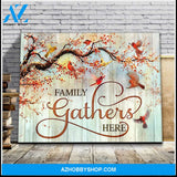 Cardinal Family Gathers Here Canvas Wall Art Gift Family