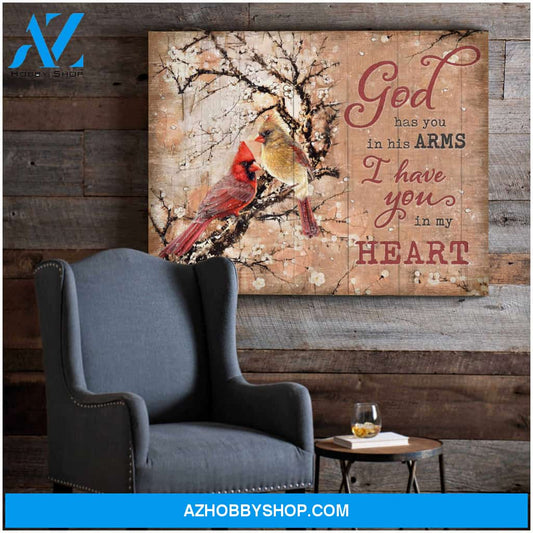 Cardinal God Has You In His Arms Canvas Wall Art Decor