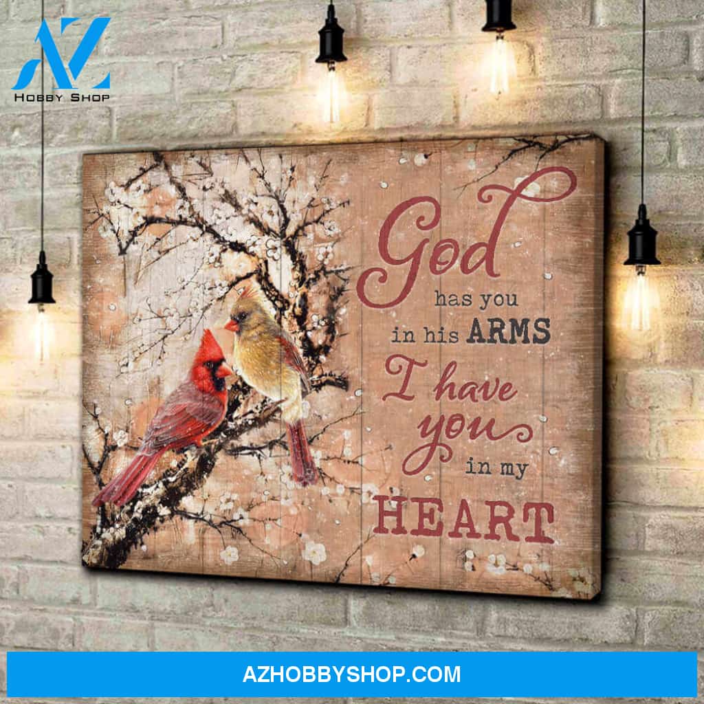 Cardinal God Has You In His Arms Canvas Wall Art Decor
