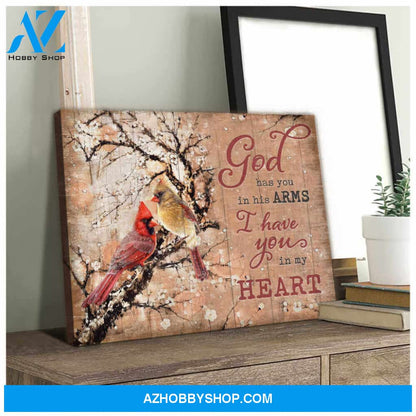 Cardinal God Has You In His Arms Canvas Wall Art Decor