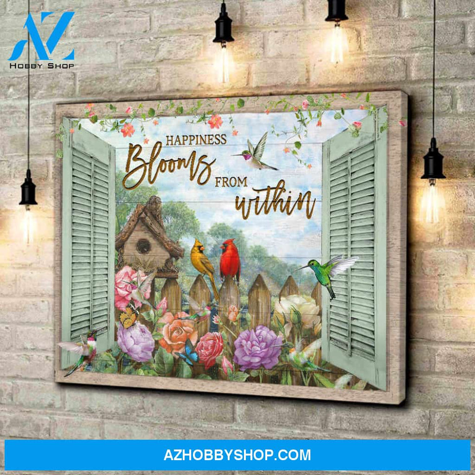 Cardinal Happiness Blooms From Within Canvas Wall Art Decor