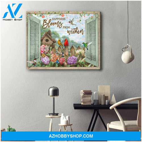 Cardinal Happiness Blooms From Within Canvas Wall Art Decor