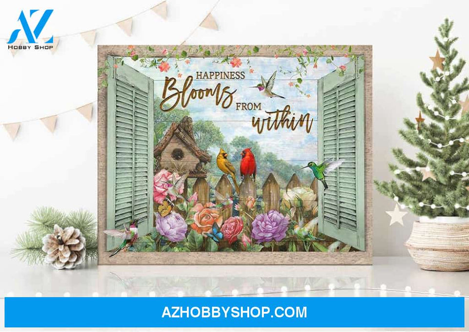 Cardinal Happiness Blooms From Within Canvas Wall Art Decor