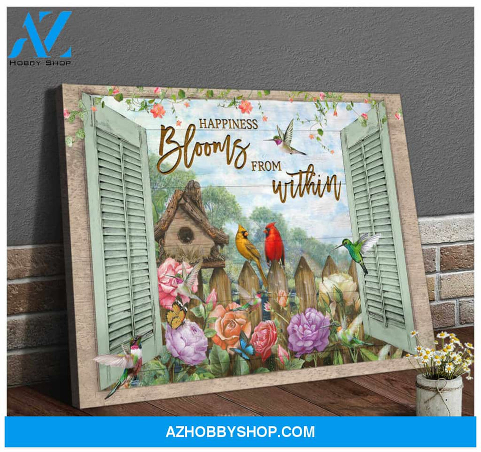 Cardinal Happiness Blooms From Within Canvas Wall Art Decor