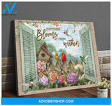 Cardinal Happiness Blooms From Within Canvas Wall Art Decor