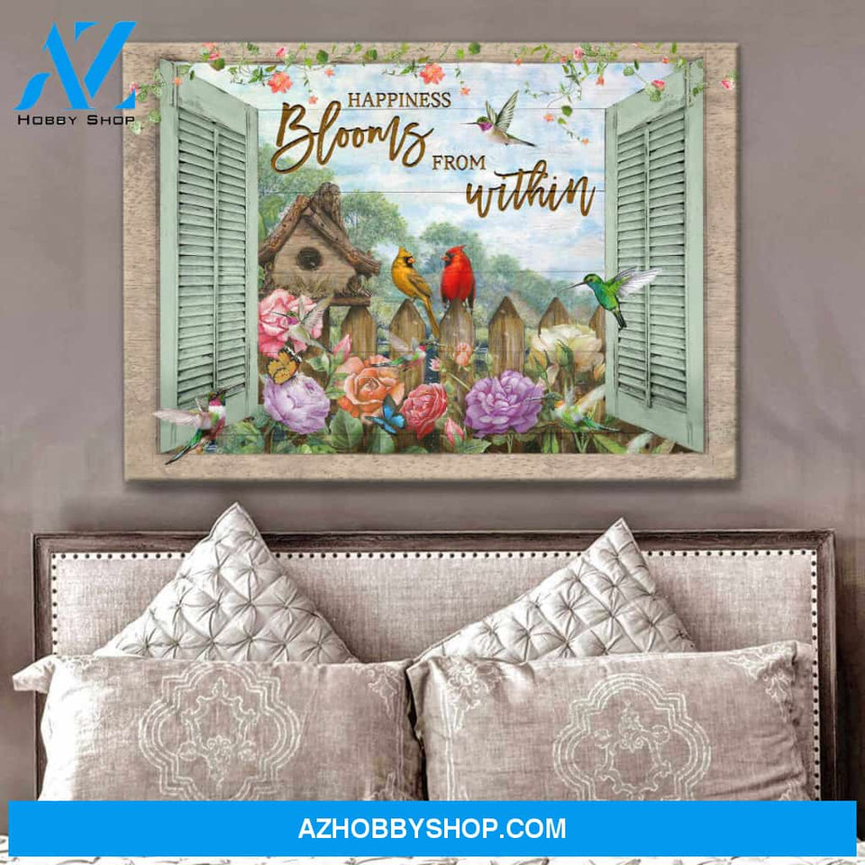 Cardinal Happiness Blooms From Within Canvas Wall Art Decor