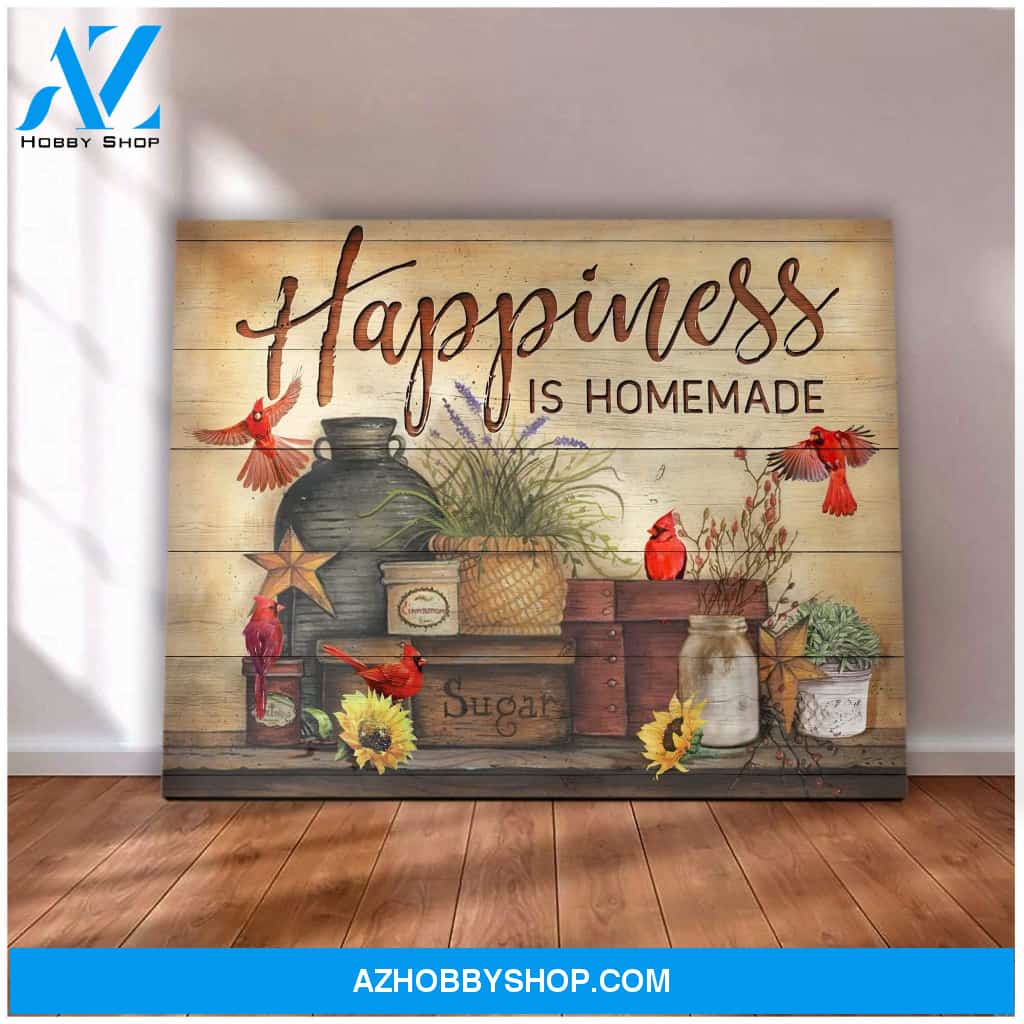 Cardinal Happiness Is Homemade Canvas Wall Art Unique Gifts