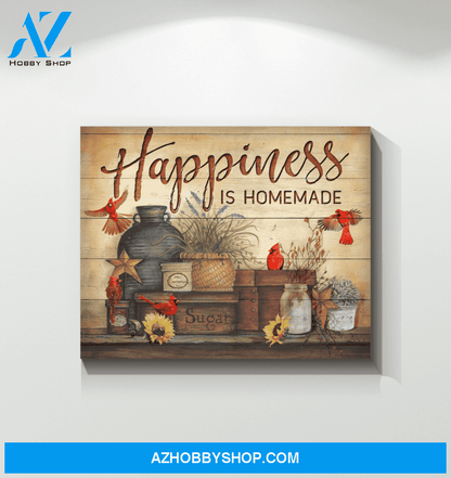 Cardinal Happiness Is Homemade Canvas Wall Art Unique Gifts