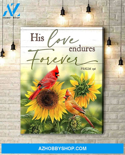 Cardinal His Love Endures Forever Wall Art Canvas Prints