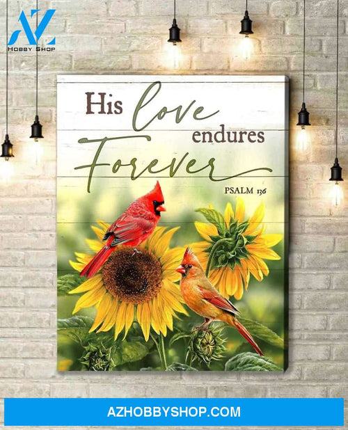 Cardinal His Love Endures Forever Wall Art Canvas Prints