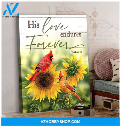 Cardinal His Love Endures Forever Wall Art Canvas Prints
