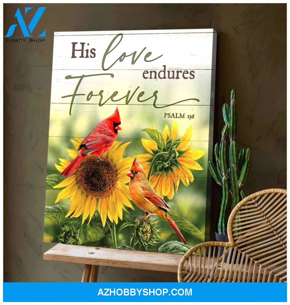 Cardinal His Love Endures Forever Wall Art Canvas Prints