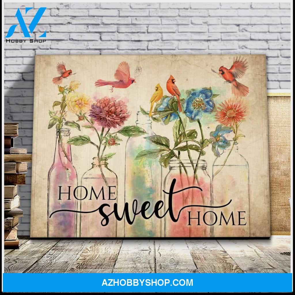 Cardinal Home Sweet Home Wall Art Canvas Prints