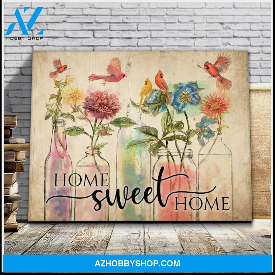 Cardinal Home Sweet Home Wall Art Canvas Prints
