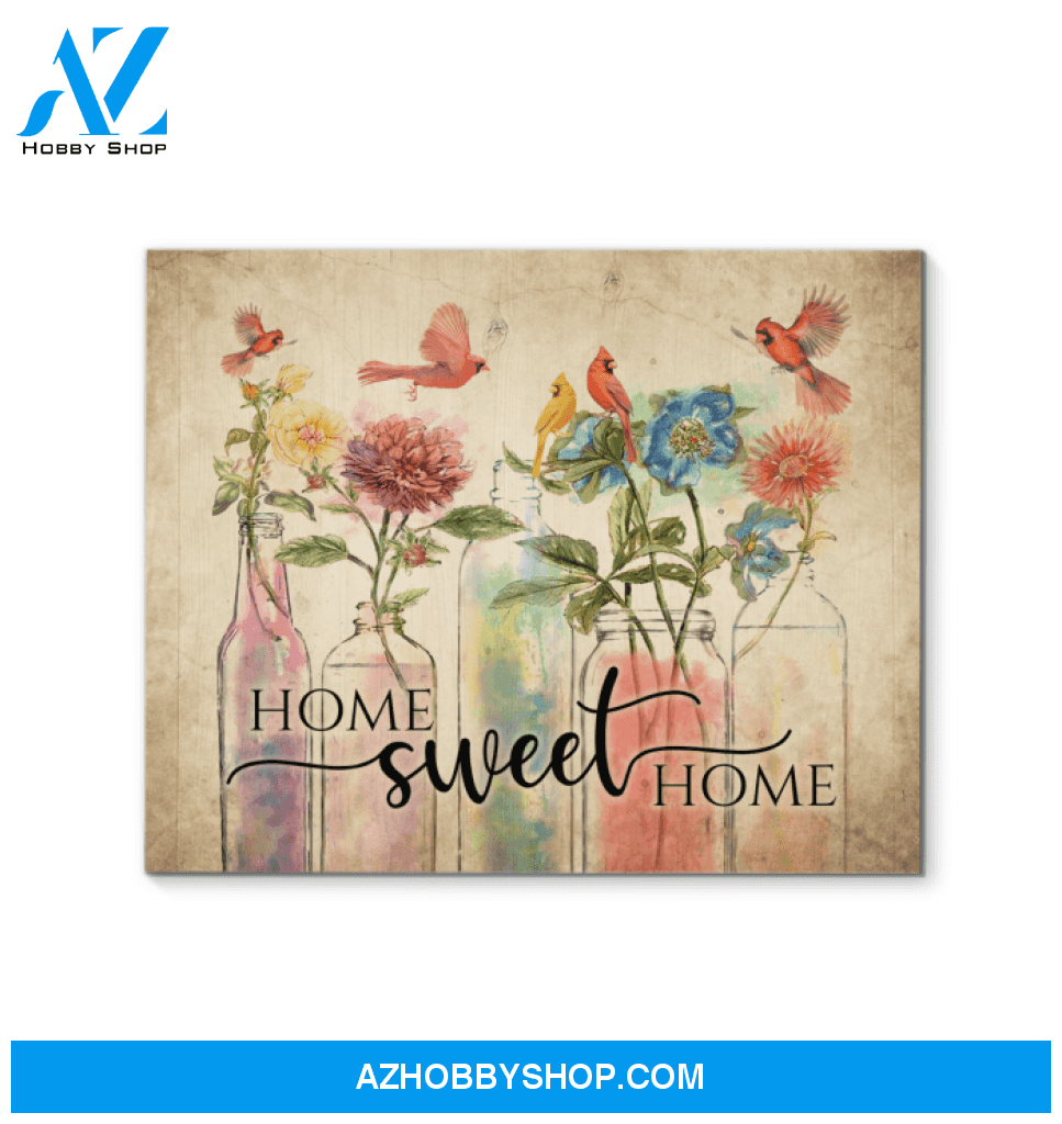 Cardinal Home Sweet Home Wall Art Canvas Prints