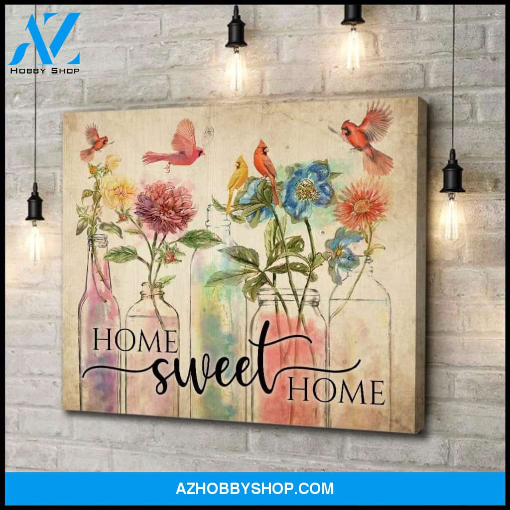 Cardinal Home Sweet Home Wall Art Canvas Prints