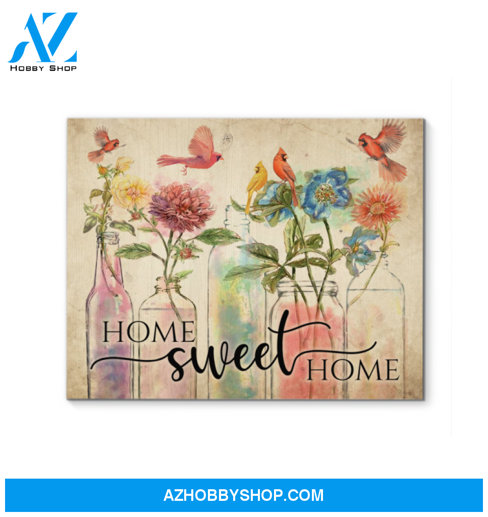 Cardinal Home Sweet Home Wall Art Canvas Prints
