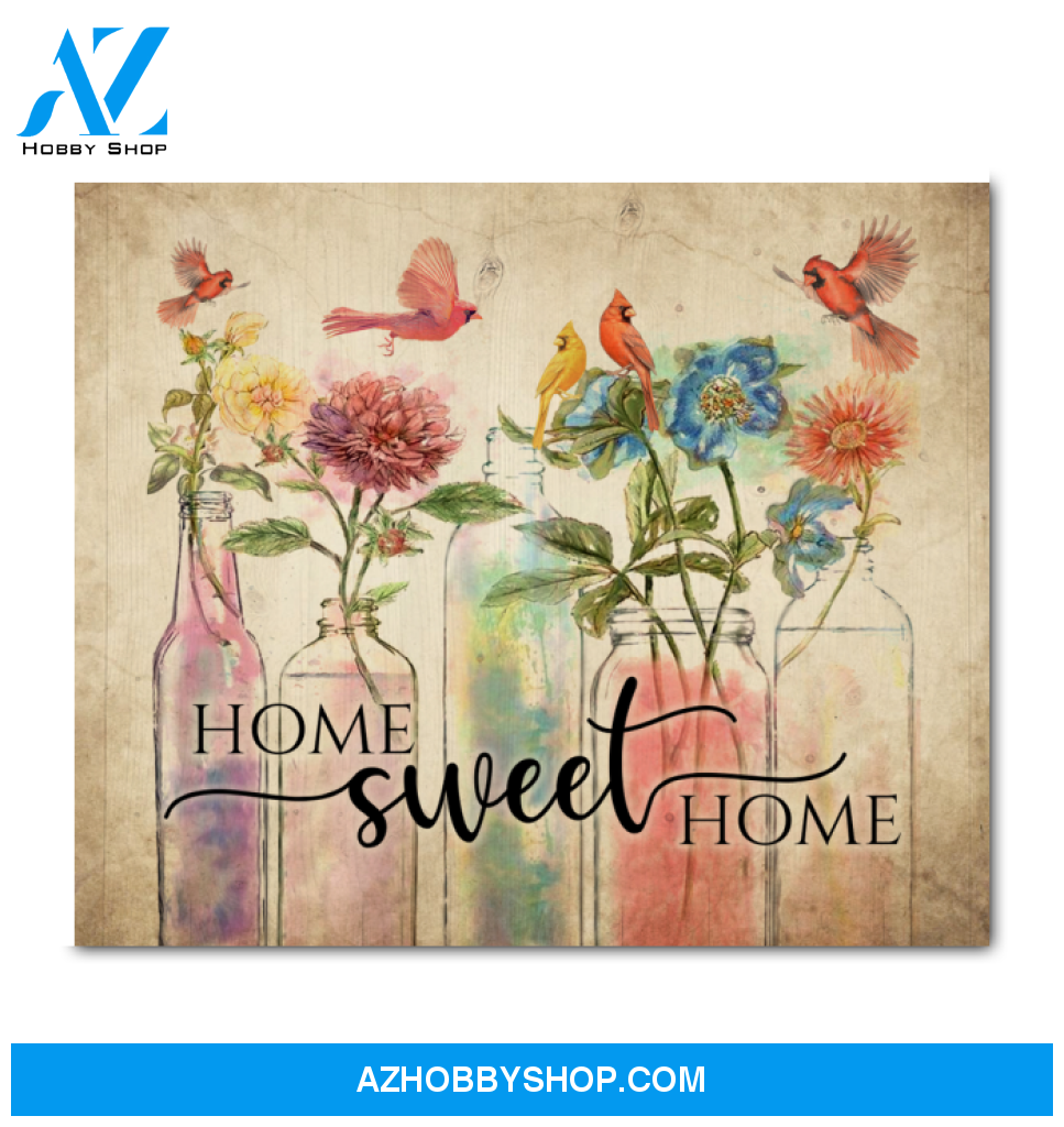 Cardinal Home Sweet Home Wall Art Canvas Prints