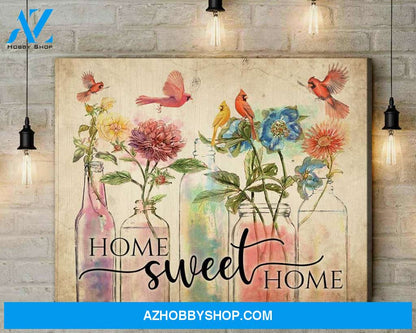 Cardinal Home Sweet Home Wall Art Canvas Prints
