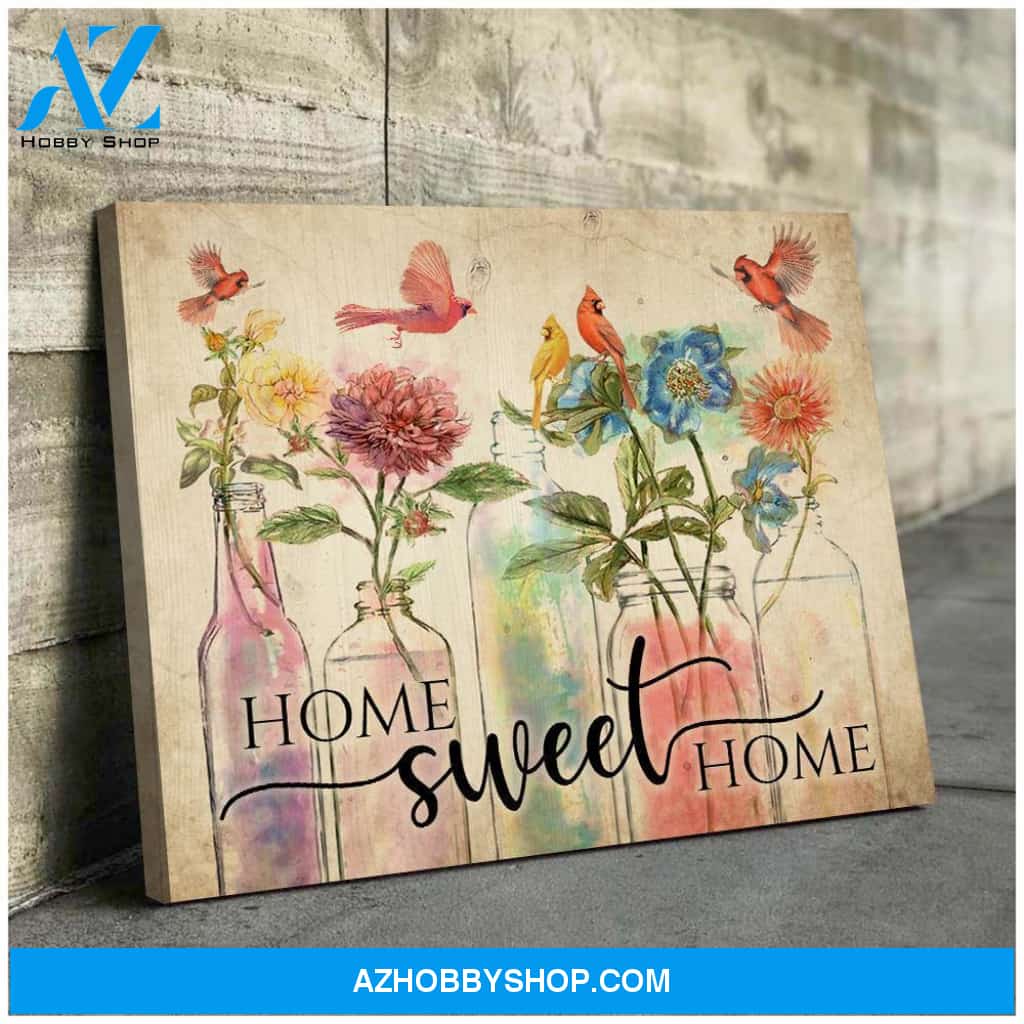 Cardinal Home Sweet Home Wall Art Canvas Prints