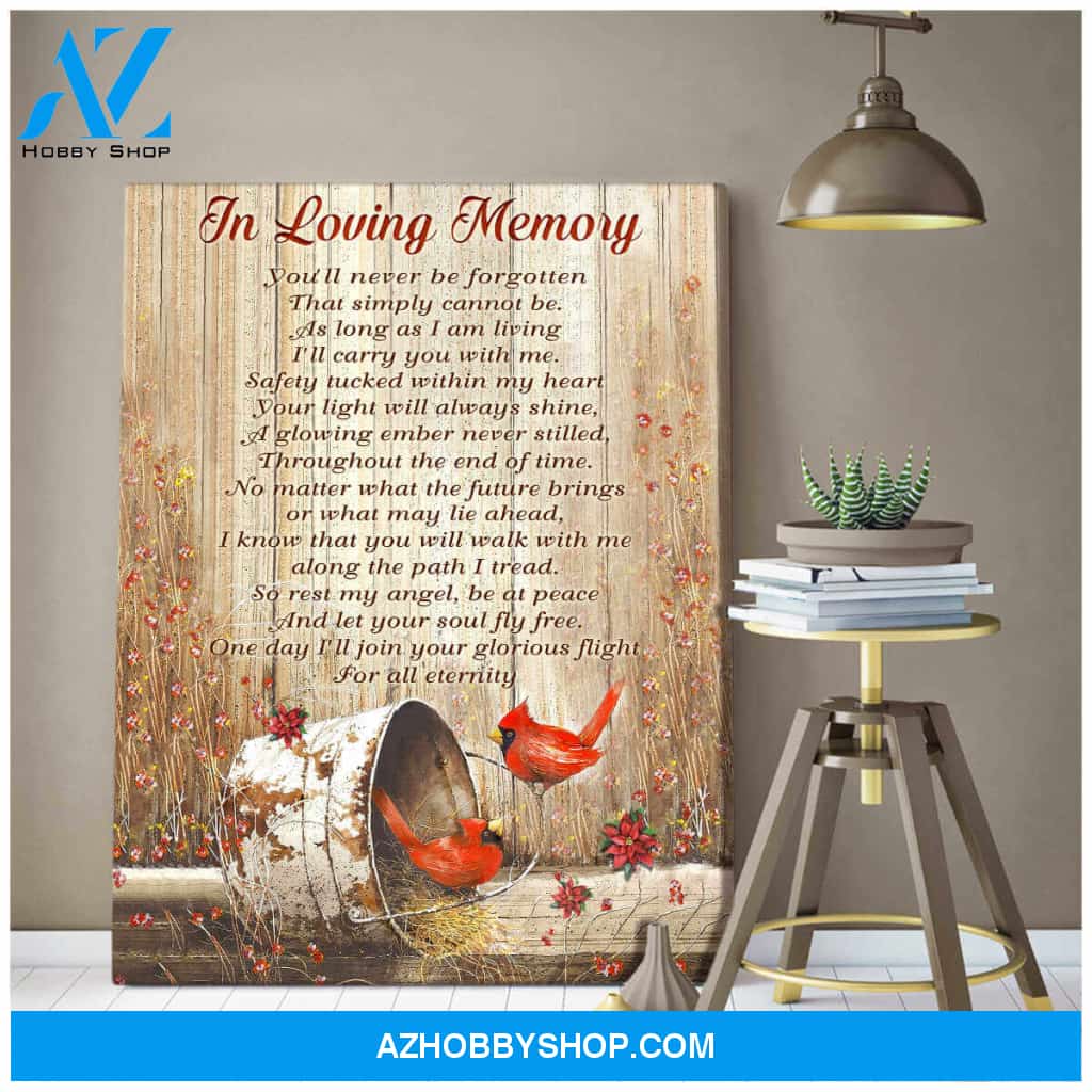 Cardinal In Loving Memory Canvas Wall Art Decor