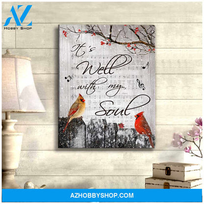 Cardinal It's Well With My Soul Canvas Wall Art Decor
