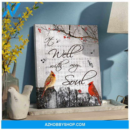 Cardinal It's Well With My Soul Canvas Wall Art Decor