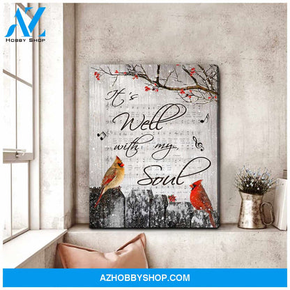 Cardinal It's Well With My Soul Canvas Wall Art Decor