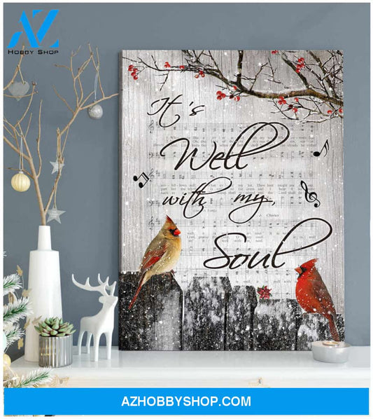Cardinal It's Well With My Soul Canvas Wall Art Decor