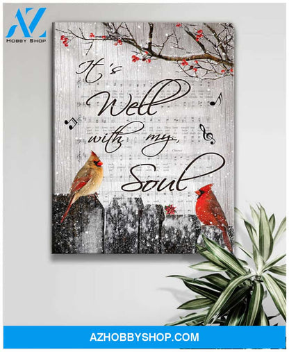 Cardinal It's Well With My Soul Canvas Wall Art Decor