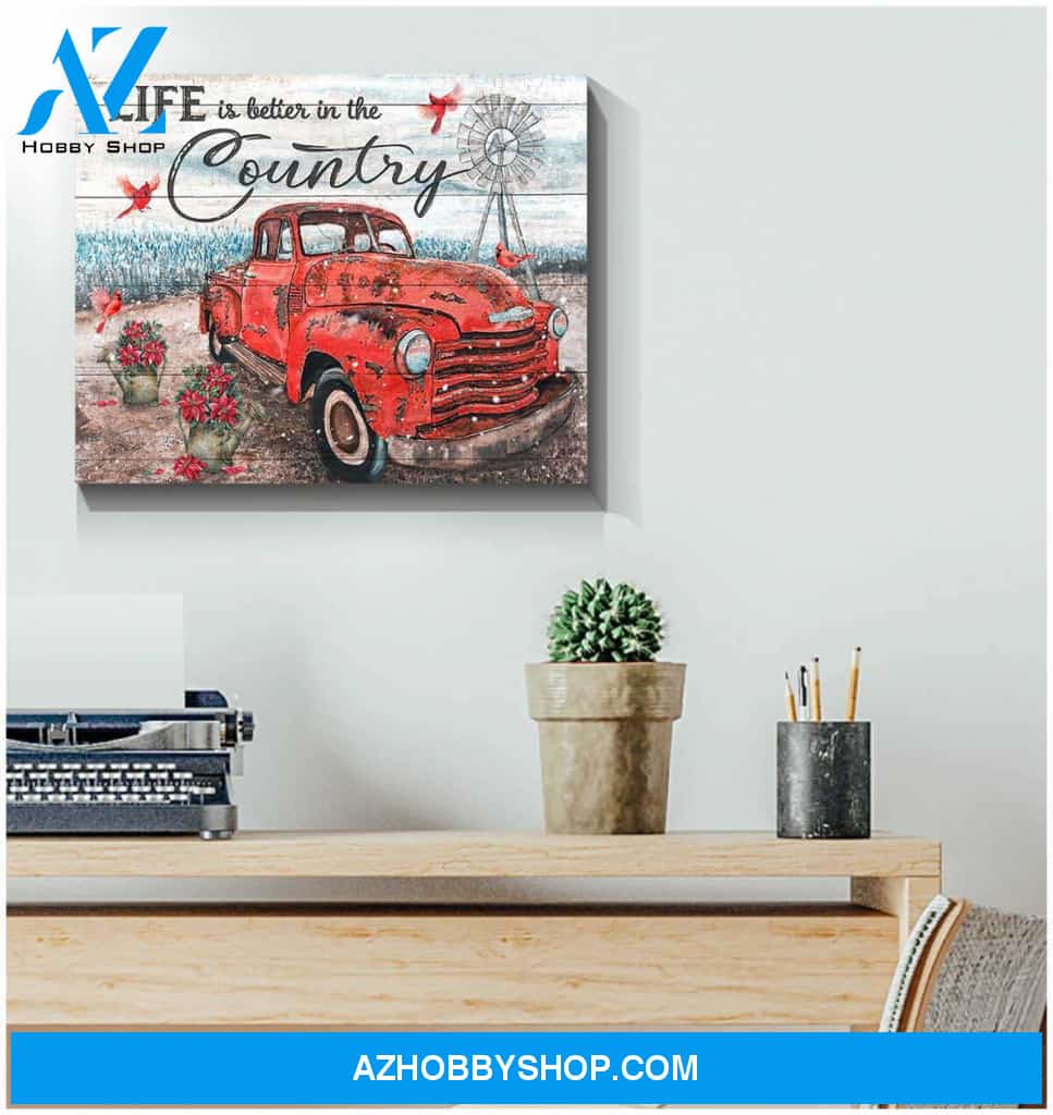 Cardinal Life Is Better In The Country Canvas Wall Art Decor