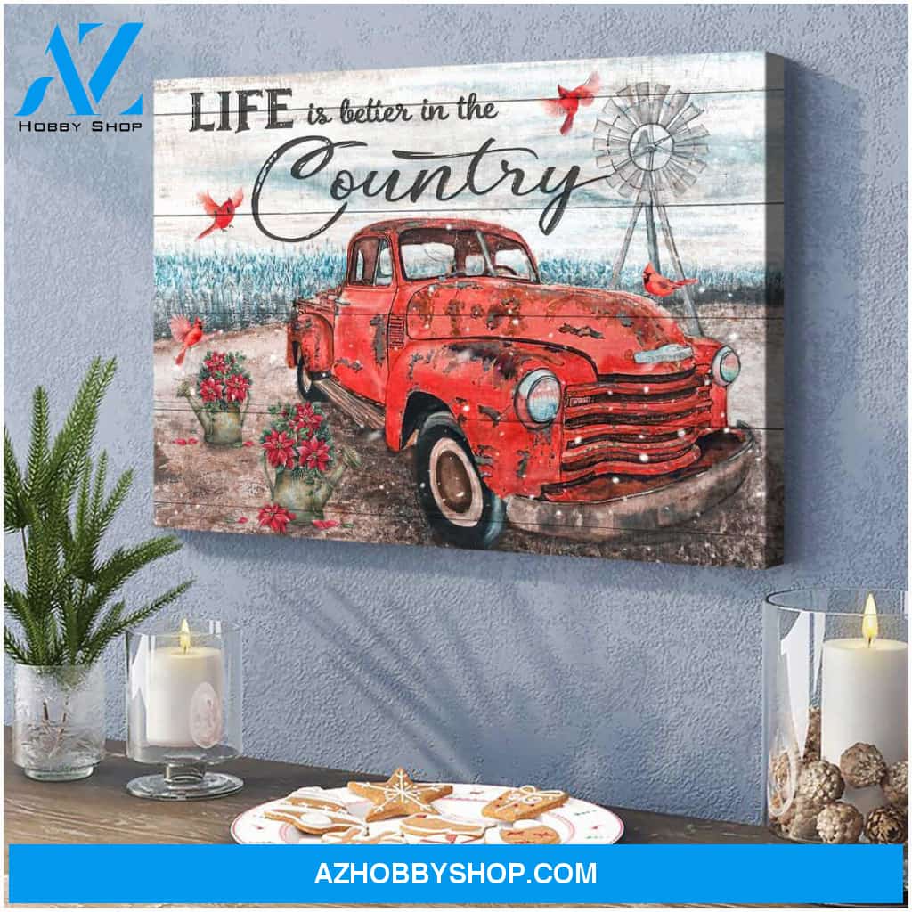 Cardinal Life Is Better In The Country Canvas Wall Art Decor