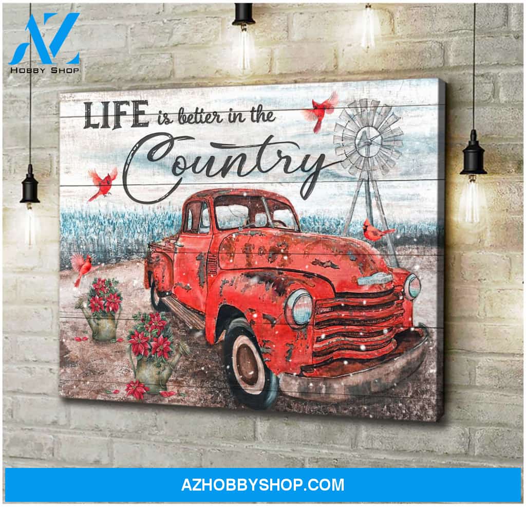 Cardinal Life Is Better In The Country Canvas Wall Art Decor
