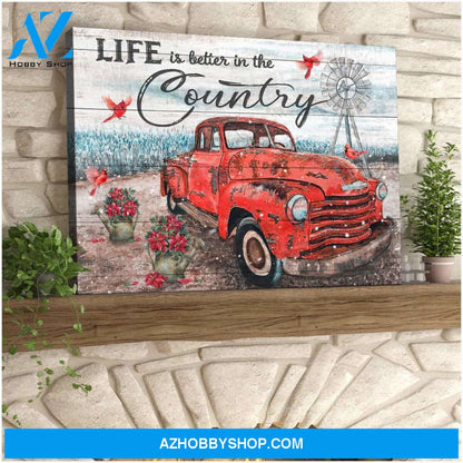 Cardinal Life Is Better In The Country Canvas Wall Art Decor