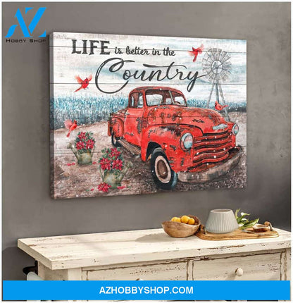 Cardinal Life Is Better In The Country Canvas Wall Art Decor