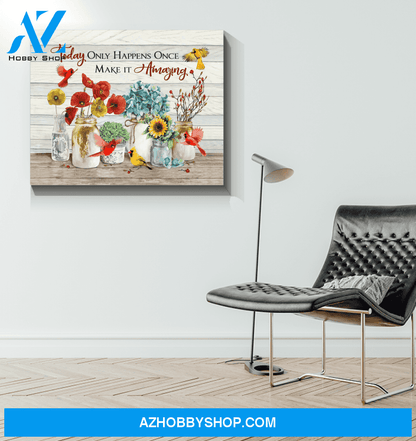 Cardinal Make It Amazing Canvas Wall Art Gift Family
