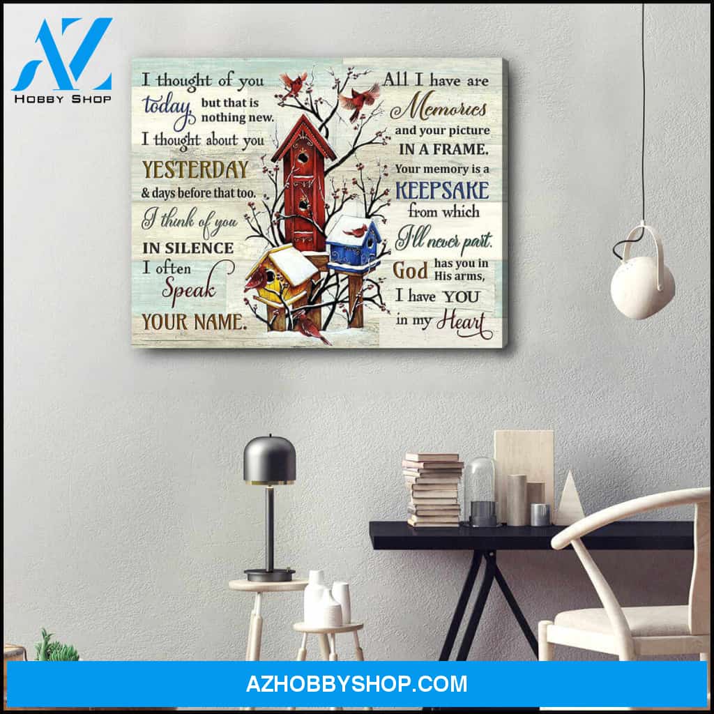 Cardinal Memorial Canvas I thought of you Wall Art Decor