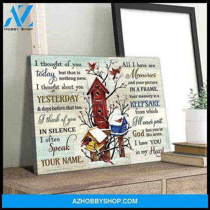 Cardinal Memorial Canvas I thought of you Wall Art Decor