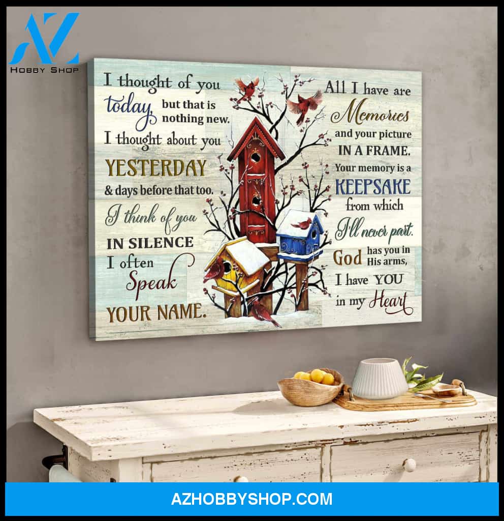 Cardinal Memorial Canvas I thought of you Wall Art Decor
