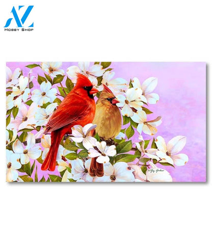 Cardinal Pair & Dogwood Doormat - 18" x 30"