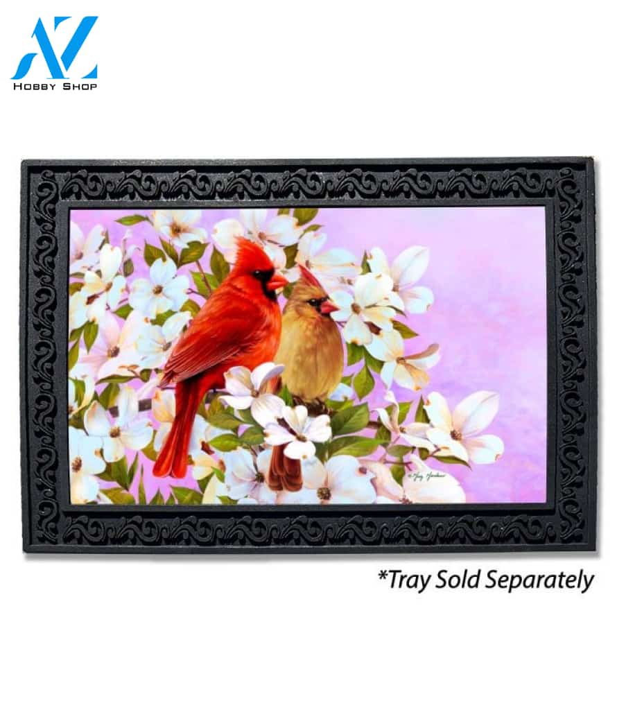 Cardinal Pair & Dogwood Doormat - 18" x 30"