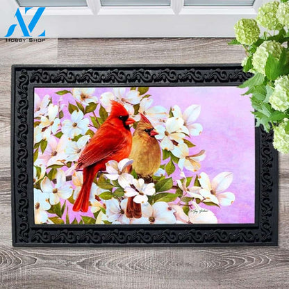 Cardinal Pair & Dogwood Doormat - 18" x 30"