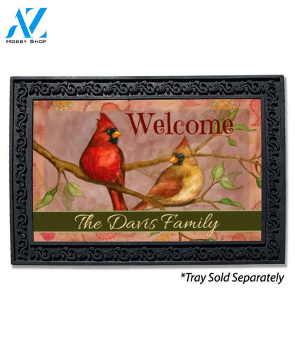 Cardinal Pair Personalized Doormat - 18" x 30"